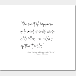 A Quote about Happiness from "The Short and Simple Annals of the Poor" by William J. H. Boetcke Posters and Art